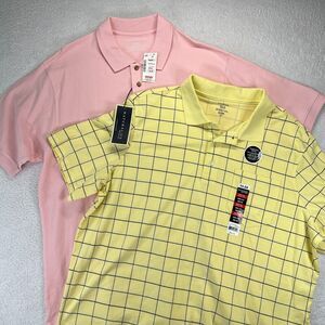 George Naturalife Men’s 2XL Polo Shirt Pink Yellow 2 Pack Combo New